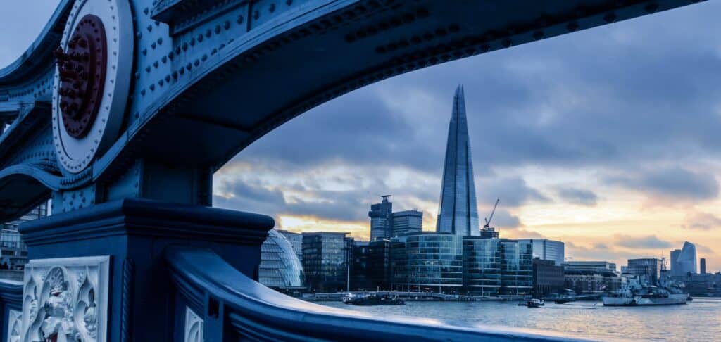 City of London skyline at dusk, representing executive operations within a UK asset management firm.