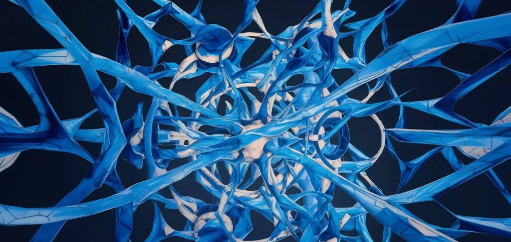 Abstract blue neural network image, symbolising neuro-inclusivity and innovation.