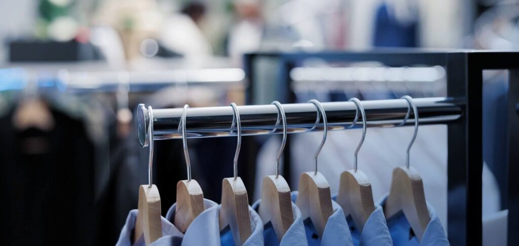 Retail clothing racks representing the CEO appointment for a pan-European retail investment manager.